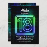 Neon Birthday invitation for Boy 18th Birthday<br><div class="desc">Boy 18th birthday invitation for Neon or Glow in the Dark themed Birthday Party</div>