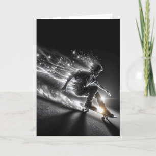 Neon Birthday Teen Skateboarding Card