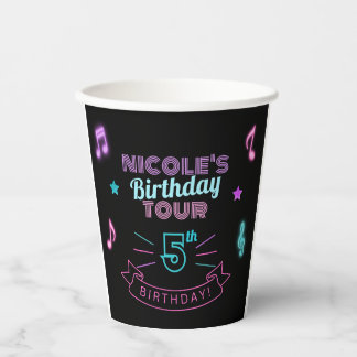Neon Birthday Tour Music Birthday Paper Cup