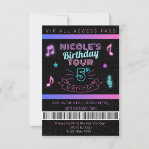 Neon Birthday Tour Music Birthday Party VIP Invite