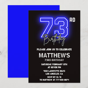 Neon Black 73rd birthday invitations Men Sport