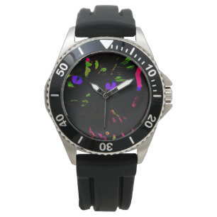 Neon Black Cat with Glowing Eyes Watch