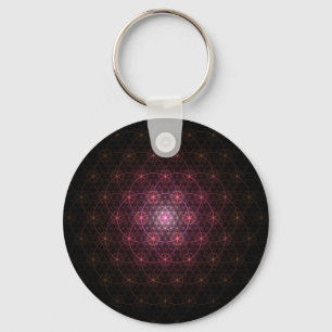 Neon Black Flower of Life Key Ring