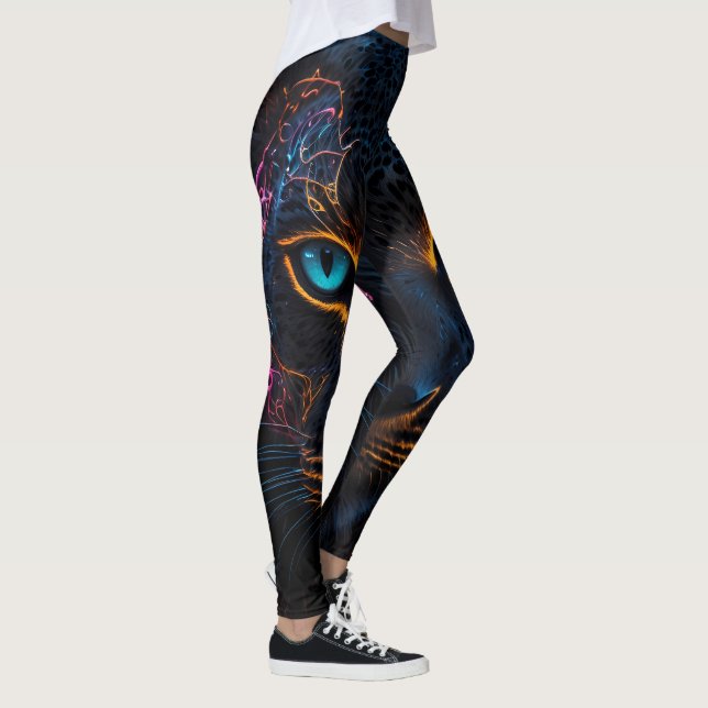 Neon Black Glowing Leopard Leggings (Right)