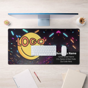 Neon Black Nightlife Events Business Branding  Desk Mat