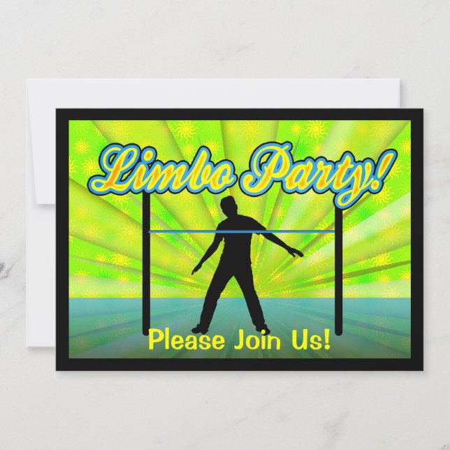 Neon/Black Silhouette Limbo Party Invitations (Front)
