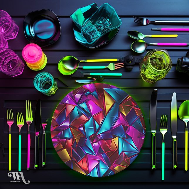 Neon Blacklight Abstract Stained Glass Paper Plate (Creator Uploaded)