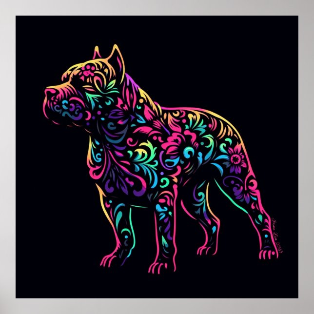 Neon Blacklight American Bully Art Poster (Front)