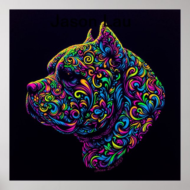 Neon Blacklight American Bully Art Poster (Front)