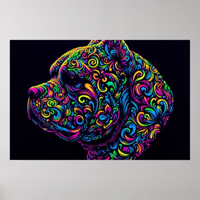 Neon Blacklight American Bully Art Poster (Front)