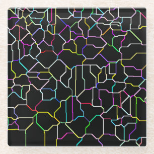 Neon Block Tile Glass Coaster