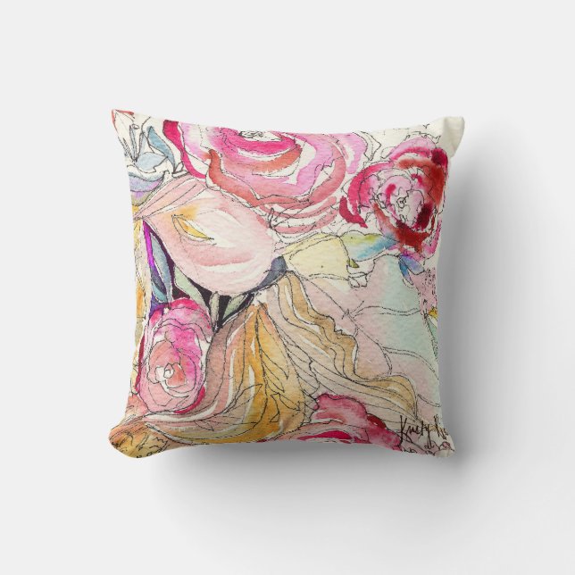 Neon Blooms Decorative Pillow (Front)