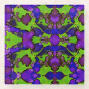 Neon Bloomstorm Glass Coaster