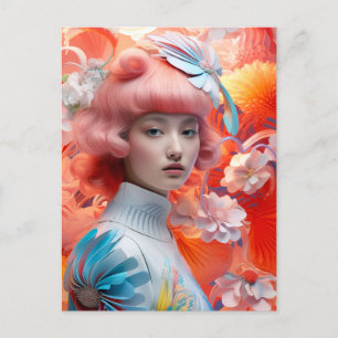 Neon Blossom Holiday Postcard