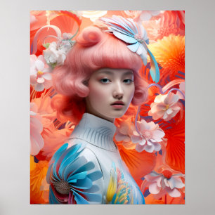 Neon Blossom Poster