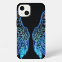 Neon Blue and Black Angel Wings