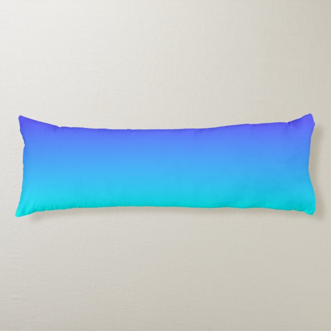 Neon Blue and Bright Neon Aqua Ombré Shade Colour Body Cushion (Front)