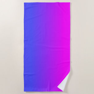 Neon Blue and Hot Pink Ombré Shade Colour Fade Beach Towel