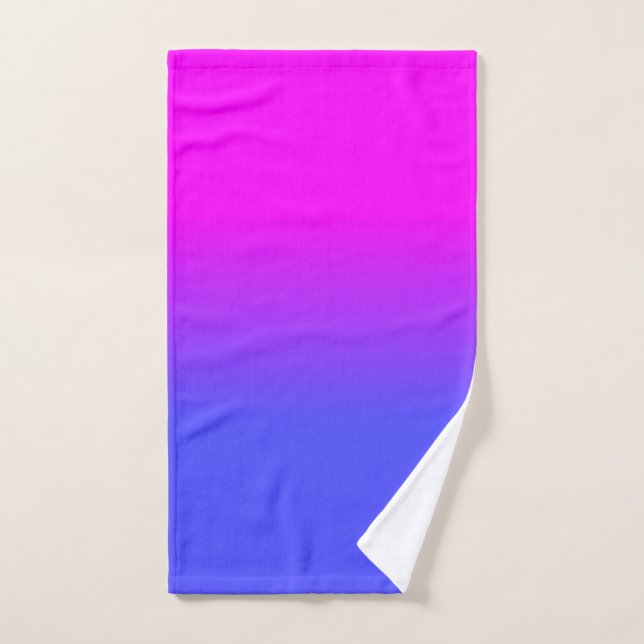 Neon Blue and Hot Pink Ombré Shade Colour Fade Hand Towel (Hand Towel)