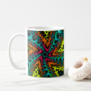 Neon   Blue and Orange Fractal Art Coffee Mug