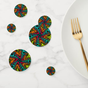 Neon Blue and Orange Fractal Art Confetti