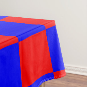 Neon Blue and Red Chequered Chequerboard Vintage Tablecloth