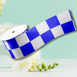 Neon Blue and White Chequered Chequerboard Vintage Satin Ribbon<br><div class="desc">Neon Blue and White Chequered Chequerboard  | Vintage | Classic | Trendy | Stylish | Fashion | Minimal</div>