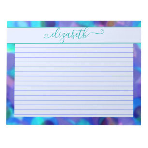 Neon Blue & Aqua Abstract Watercolor Notepad