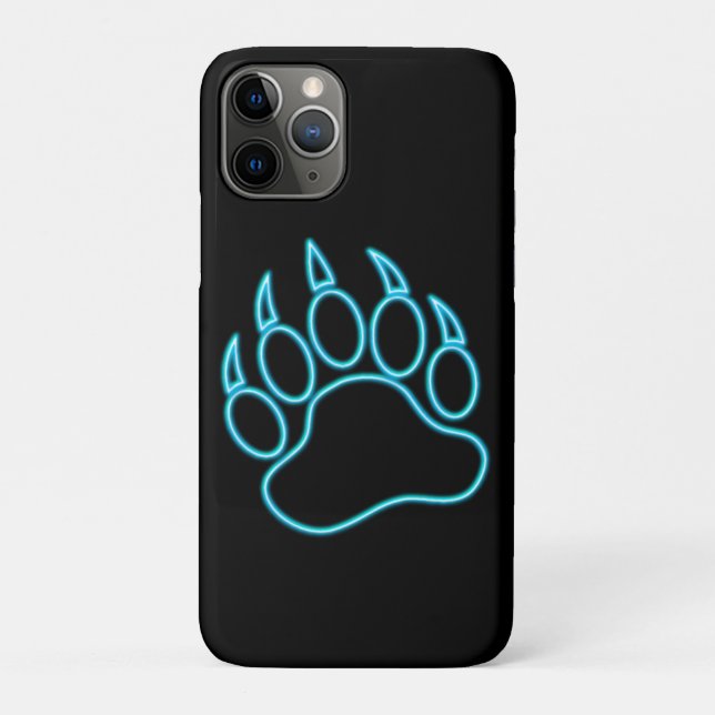 Neon Blue Bear Paw Case-Mate iPhone Case (Back)