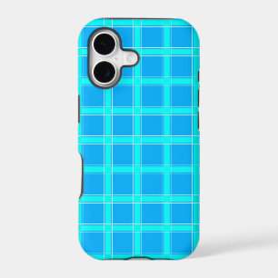 Neon blue bright checked pattern