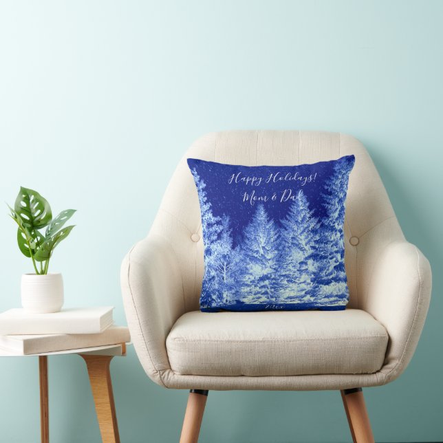 Neon Blue Christmas Tree  Cushion (Chair)