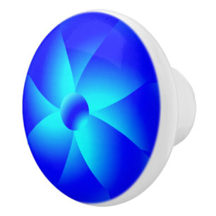 Neon Blue Floral Watercolor Ceramic Knob