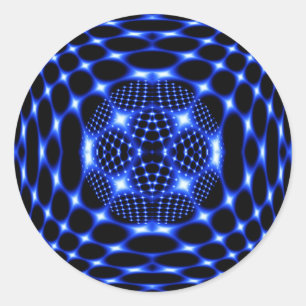 Neon blue glob fractal classic round sticker