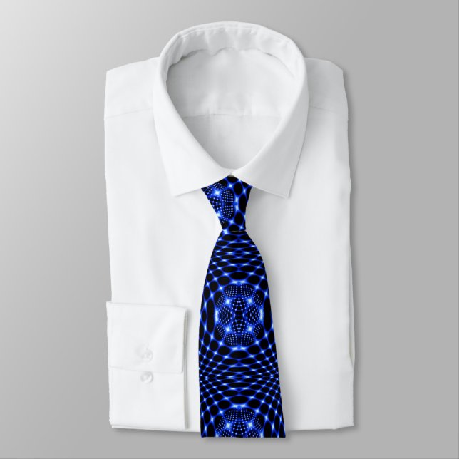 Neon blue glob fractal tie (Tied)