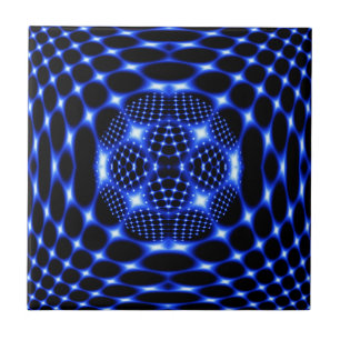 Neon blue glob fractal tile