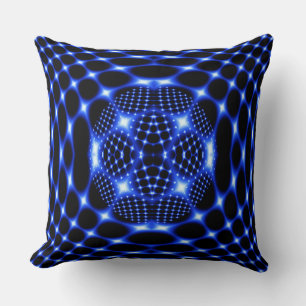 Neon blue globe fractal cushion