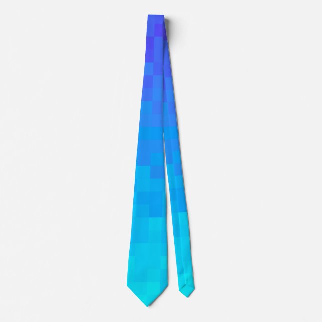 neon blue gradient | pixel square blocks | tie (Front)