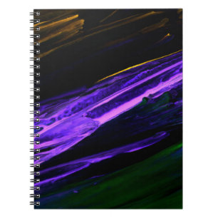 Neon blue, green and purple creative abstract hand notebook