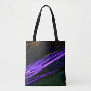 Neon blue, green and purple creative abstract hand tote bag