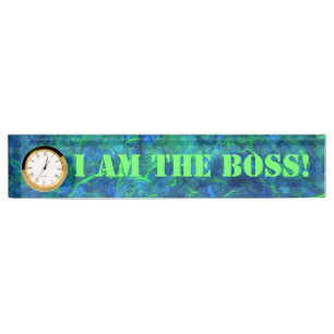 Neon blue green psychedelic Japanese rice paper Nameplate