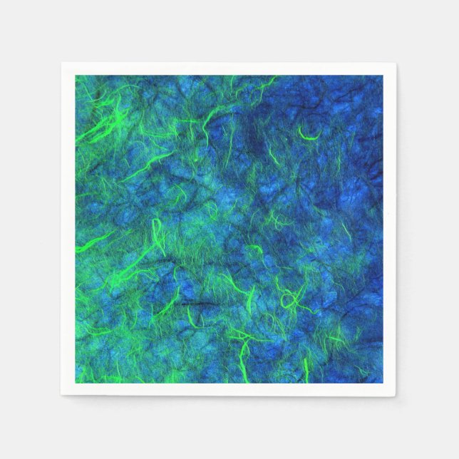Neon blue green psychedelic Japanese rice paper Napkin (Front)