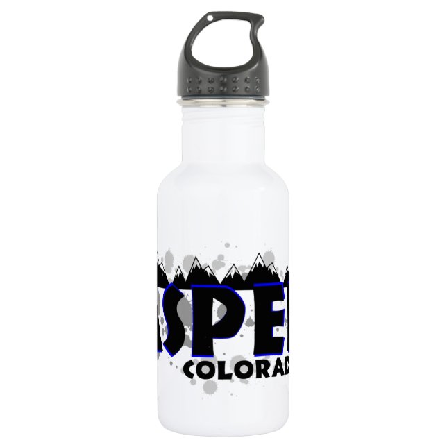 Neon blue grunge Aspen Colorado 532 Ml Water Bottle (Front)