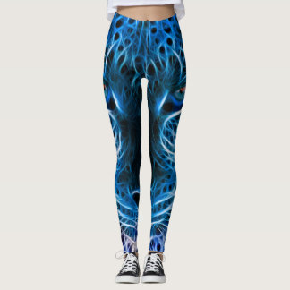 Neon Blue Leopard Print Leggings & Yoga Pants