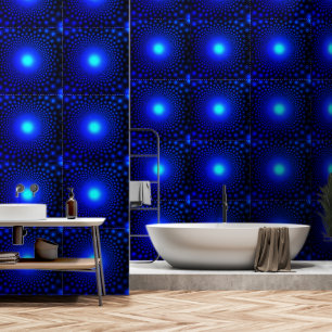 Neon Blue Lights Dots Black Wallpaper