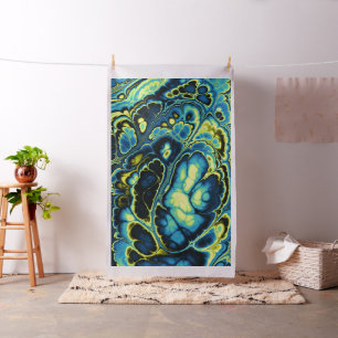 Neon Blue Marble Flow Fabric