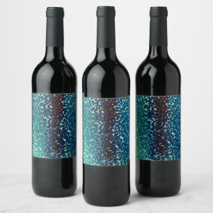 Neon blue mosaic style over rough hammered glass   wine label
