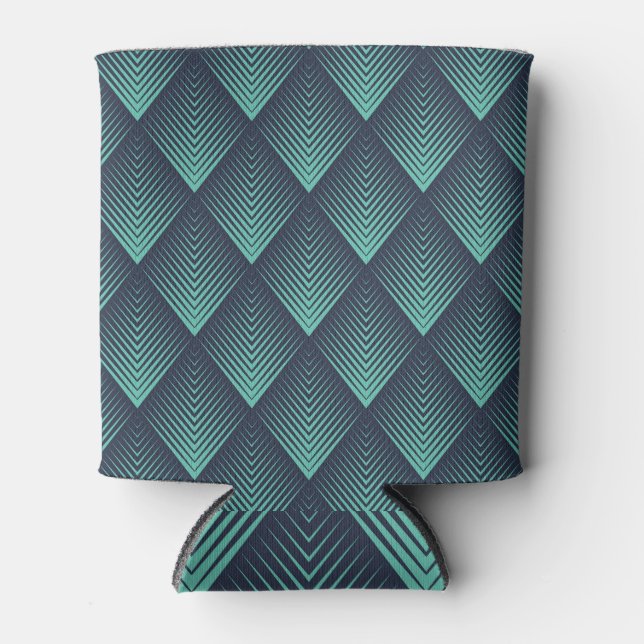 Neon Blue Op-Art Chevron. Can Cooler (Front)
