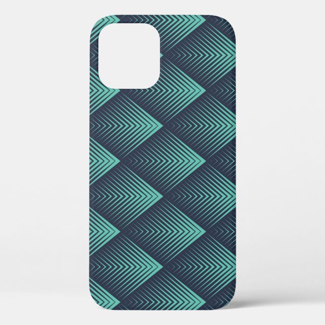 Neon Blue Op-Art Chevron. Case-Mate iPhone Case (Back)