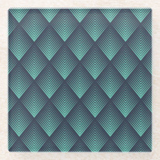 Neon Blue Op-Art Chevron. Glass Coaster