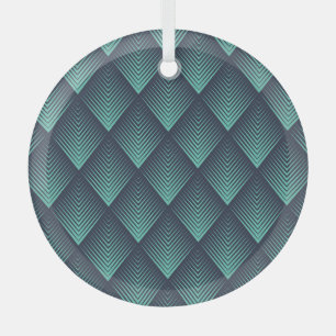 Neon Blue Op-Art Chevron. Glass Tree Decoration